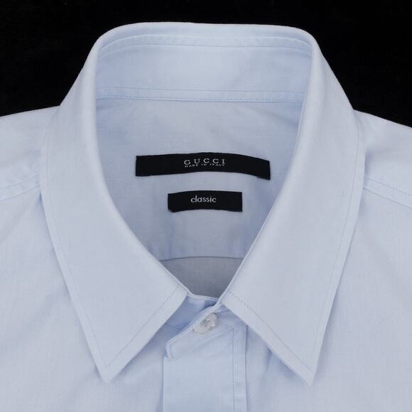 Gucci Classic Dress Shirt Embroidery Men's 15.5 Light Blue - Picture 4 of 10